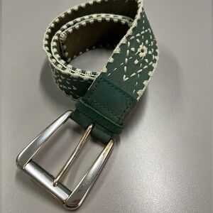 Michael Kors Antiqued Buckle Embroidered Wide Leather Waist Belt Size Large